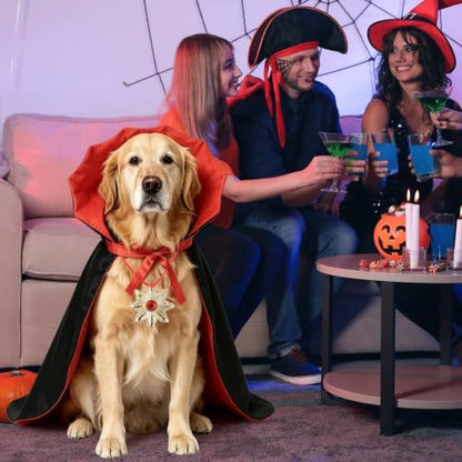 Dog Halloween Costumes, Adjustable Dog Vampire Cloak Costume Devil Vampire Cloak Cape Halloween Costumes with Medal for Small Medium Large Dogs Halloween Party Cosplay Outfit(L) - Image 6