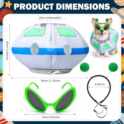 3 Pcs Halloween UFO Alien Dog Costume Set - Image 2
