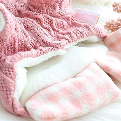 Dog Princess Sweater for Small Dogs Thick Shirt Plaid Clothes Costume Pet Girl Cute Coat Outfits Fall Costumes Winter Dog Sweaters (L,Blue) - Image 6