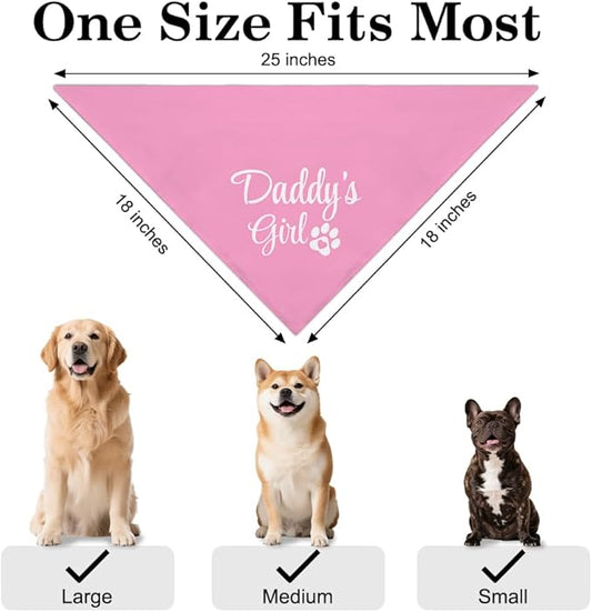 Daddy's Girl Funny Dog Bandana, Valentines Day Dog Bandana for Dogs Lovers Gifts, Pink Pet Scarf Accessories for Birthday Party Gender Reveal, Father's Day Christmas Birthday Gifts for Girl Pet