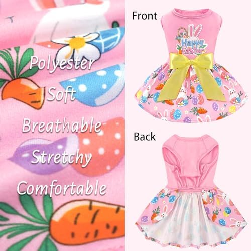 XPUDAC Happy Easter Day Dog Dress for Small Dogs Girl Bunny Eggs Tulle Holiday Puppy Clothes Pet Outfit, Cat Costume -Medium - Image 5