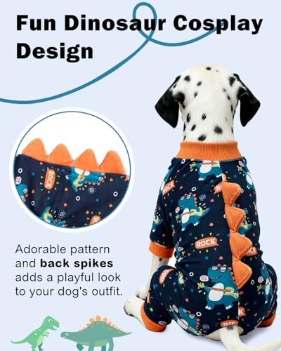 CuteBone Dinosaur Costume Dog Pajamas, Stretchy Spandex Crystal Velvet Sleepwear Coat for Small Dogs, Soft & Warm Pet Outfit Clothes for Cold Weather, Cozy Pullover Design COSP19M - Image 2