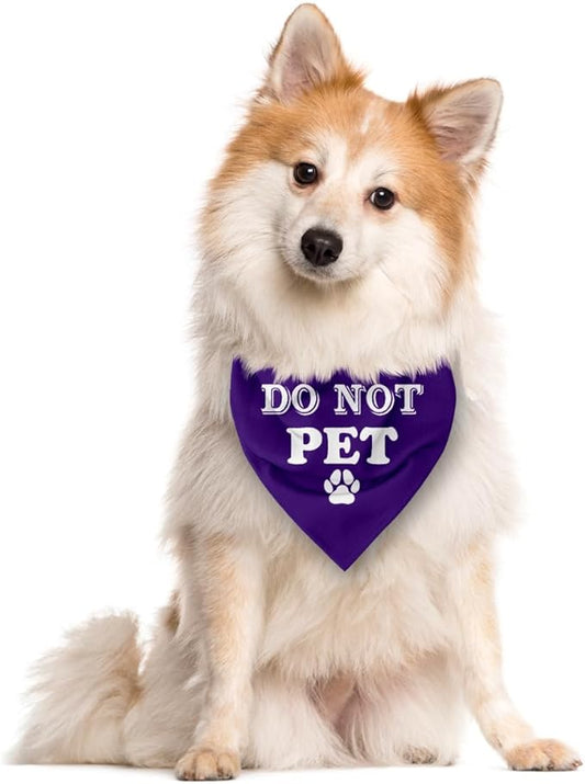 Do Not Pet Dog Bandana, Purple Dog Bandana, Funny Cute Dog Bandana, Pet Dog Triangle Scarf, Pet Dog Scarf Accessories, Gift for Dog Lover, Dog Bandana for Small Medium Large Dogs (E59)