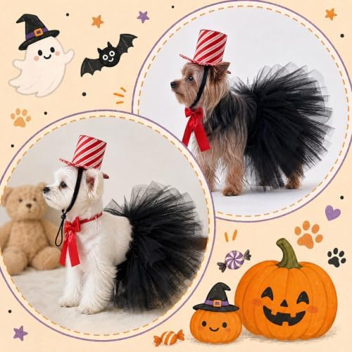 ramede 4 Pcs Dog Cat Halloween Costumes, Pet Cat Hat Accessories - Image 4
