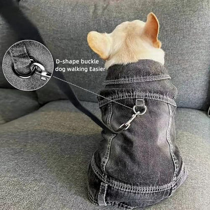 Small Dog Jean Jacket,Pet Costumes Black Denim Coat,Puppy Clothes(XS) - Image 2
