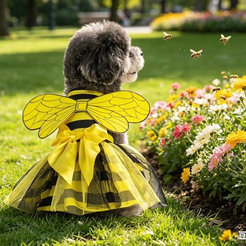 KOOLTAIL Halloween Dog Dress with Bow, Bee Costume for Small Medium Dogs - Image 6