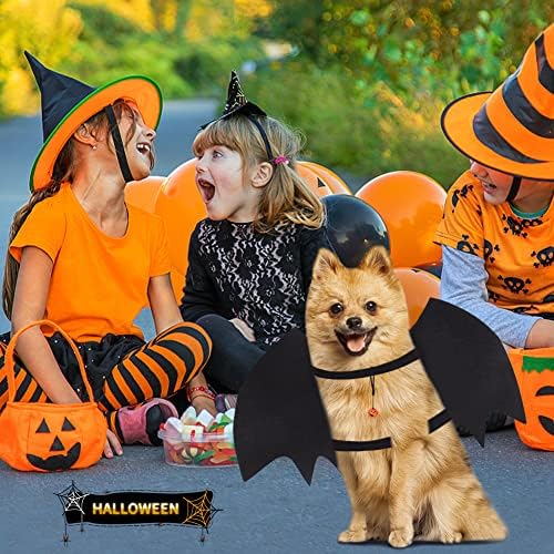Vivifying Halloween Dog Bat Wings Costume with Pumpkin Bell, Small, Black - Image 6