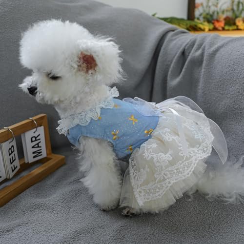 Fashion Sweet Puppy Dog Blingbling Princess Skirt Pet Dog Lace Cake Camisole Tutu Dress I-Blue L - Image 6