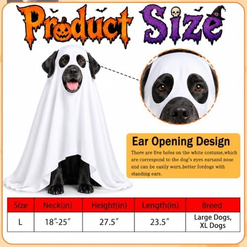 Halloween Ghost Dog Costume Glow Eyes Breathable Outfit for Large Dogs - Image 3