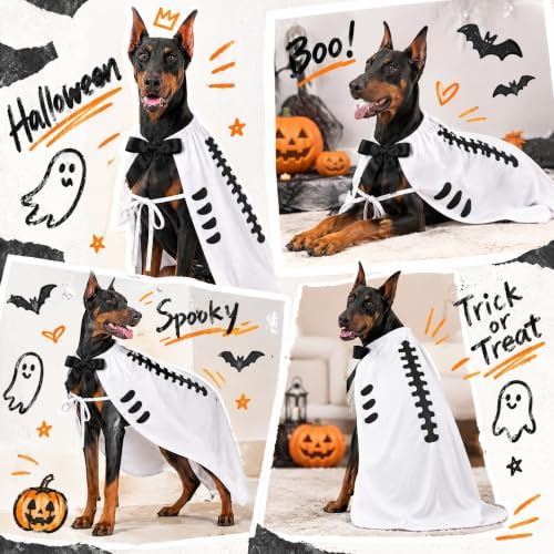 Halloween Skull Costume,Skeleton Dog Cape for Medium Large Pets(L) - Image 5