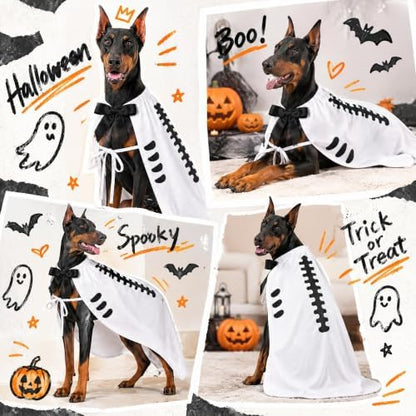Halloween Skull Costume,Skeleton Dog Cape for Medium Large Pets(L) - Image 5