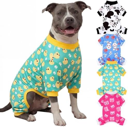 XPUDAC 4 Pieces Dog Pajamas for Large Dogs Pjs Clothes Puppy Onesies for Doggie Duck Shirts Sleeper for Pet Cats Jammies-5XL by XPUDAC