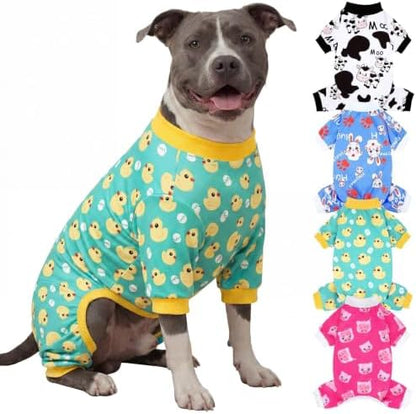 XPUDAC 4 Pieces Dog Pajamas for Large Dogs Pjs Clothes Puppy Onesies for Doggie Duck Shirts Sleeper for Pet Cats Jammies-3XL by XPUDAC