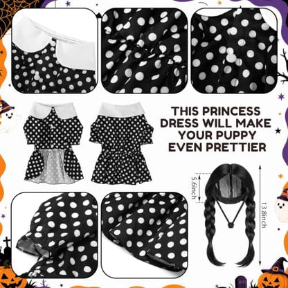 Hercicy 2 Pcs Dog Halloween Costumes Gothic Dress with Dog Wig, XL - Image 3