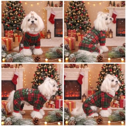 CuteBone Small Dogs Outfit Soft Puppy Onesies Pjs Christmas Dog Pajamas Pet Coat Cat Apparel Comfy Doggie Jumpsuit Bodysuit for All Seasons P357L - Image 2