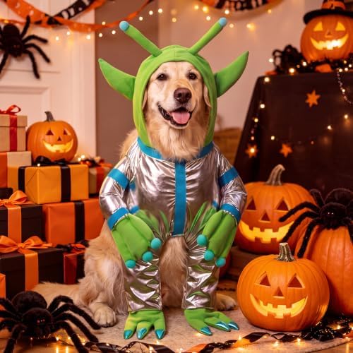 Halloween Green Alien Costume for Small Dog, Dog Astronaut Outfits, XL - Image 5