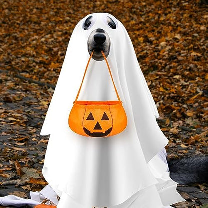 Sadnyy 2 Pcs Dog Ghost Costume Halloween with Pumpkin Bucket Large Pets - Image 7