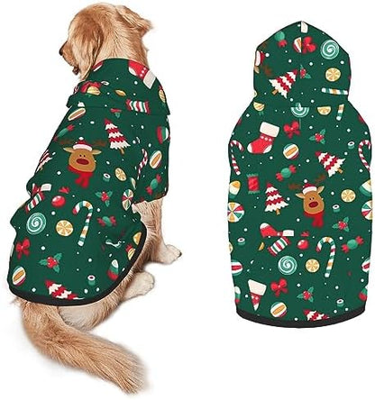 Pets' Christmas Deer Tree Print Hoodie Winter Cosplay Clothes Sweaters Outfits Pullover Pets' Sweatshirt Hoodies with Pocket for Medium Large Dogs by PAUSEBOLL