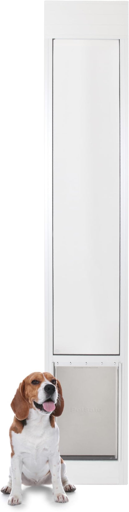 PetSafe Sliding Glass Pet Door - No-Cut DIY Install Doggy Door for Renters - Aluminum Frame - Adjustable Height 91 7/16" to 96" - Ideal for Large Dogs Up to 100 lb - White