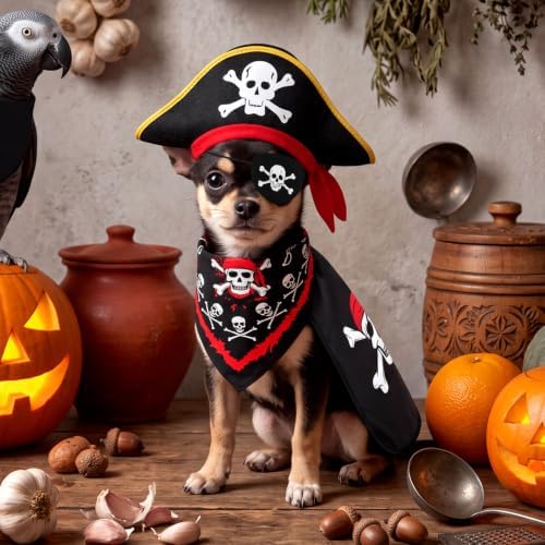 Hillban 8 Pcs Halloween Dog Pirate Costume Set - Image 3