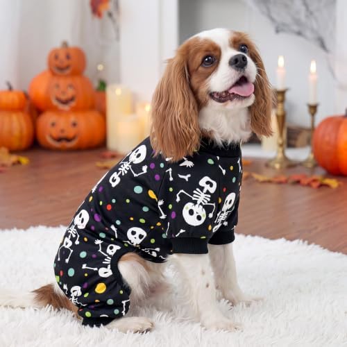 XPUDAC Dog Halloween Pajamas for Small Medium Dogs Skull Costume Soft Puppy Clothes Pet Outfit cat Jumpsuits, X-Small - Image 4