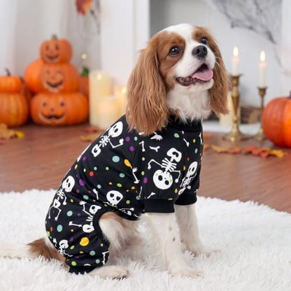 XPUDAC Dog Halloween Pajamas for Small Medium Dogs Skull Costume Soft Puppy Clothes Pet Outfit cat Jumpsuits, Large - Image 4