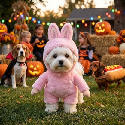 Halloween Small Large Dog Costume Bunny Outfit,Pink M - Image 2