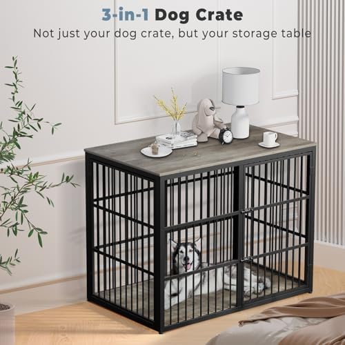Lyromix 48'' XXL Dog Crate Furniture with 3 Doors for Large Dogs