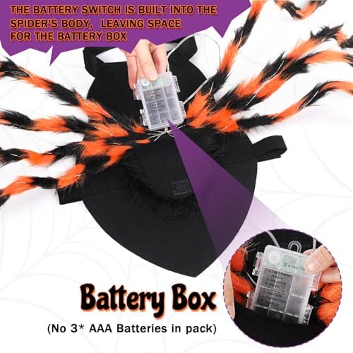 JaGely 2 Pcs Halloween Spider Dog Costume with LED Headband Body, Orange - Image 4