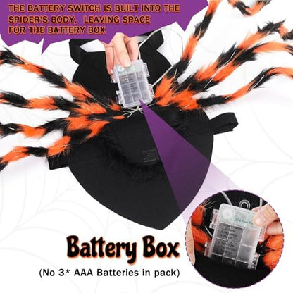 JaGely 2 Pcs Halloween Spider Dog Costume with LED Headband Body, Orange - Image 4