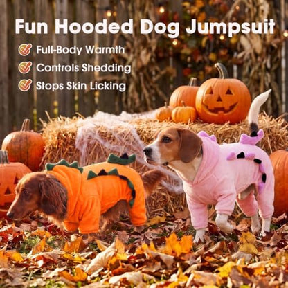 FUAMEY Pajamas for Large Dogs, Halloween Dog Dinosaur Costume Soft Onesie - Image 4