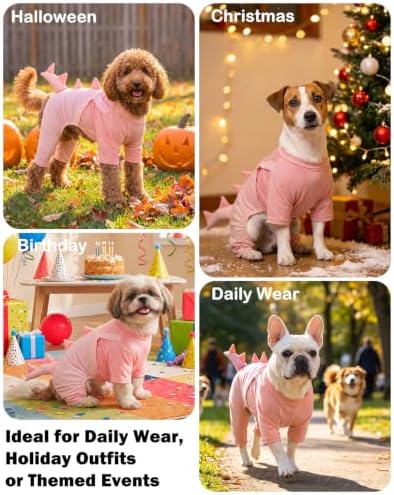 CuteBone Dinosaur Pet Costume Fake Two-Piece Overalls- Small Dog Pajamas Romper - Adorable Puppy Cat Jumpsuit Clothes COSBD04M - Image 4