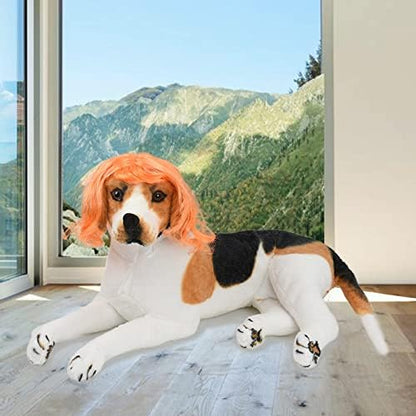 Funny Orange Long Curly Dog Wig, Cat Cosplay Wig, Pet Wigs for Halloween, Christmas, Parties, Festivals, Dog Wigs for Small Medium and Large Dogs - Image 3