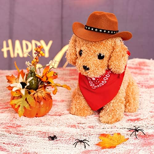 choyaxo Pet Cowboy Costume Halloween Costumes for Dogs Cat Cowboy Hat with Bandana Scarf (Medium) - Image 6