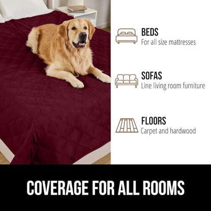 GORILLA GRIP Waterproof Couch Cover for Dogs, Gripped Slip Resistant Backing, Leak Proof Washable Dog Blanket Covers Sofa, Bed, Sectional, Crate, Car, RV Seats, Pet Puppy Essentials, 50x40 Burgandy