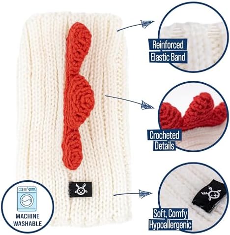 Zoo Snoods Rooster Costume - Knit Chicken Dog Snood Ear Wrap for Pets, Warm Neck Cover for Halloween and Winter (White, Large) - Image 3
