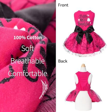 Fitwarm Little Miss Bootiful Halloween Dog Dress, Funny Costumes for Small Dogs Girl, Pet Outfit, Black, Hot Pink, Medium - Image 5