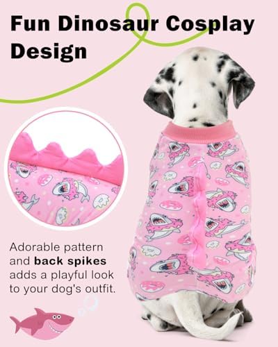 CuteBone Dinosaur Costume Dog Pajamas, Stretchy Spandex Crystal Velvet Sleepwear Coat for Small Dogs, Soft & Warm Pet Outfit Clothes for Cold Weather, Cozy Pullover Design COSP09S - Image 2