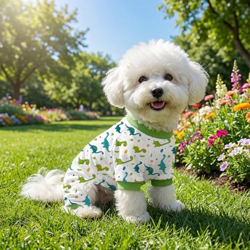 Dog Pajamas for Small Medium Dogs Pjs Green Dinosaurs Dog Onesie Breathable Puppy Pj Pet Stretchy Soft Sleepwear for Spring Summer Costume-XL - Image 3