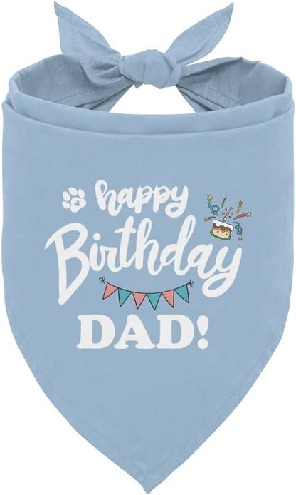 Happy Birthday Dog Bandana, Blue, Letter Print, 25 x 17 inch, Flannel, Bandana Neck, Dog, Kid, Modern, Unisex, Birthday, All Seasons