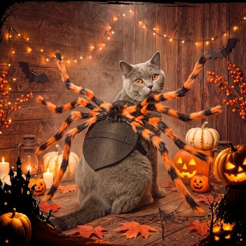 Huhumy Halloween Spider Costume with Safety Harness for Pets, Orange, S - Image 3