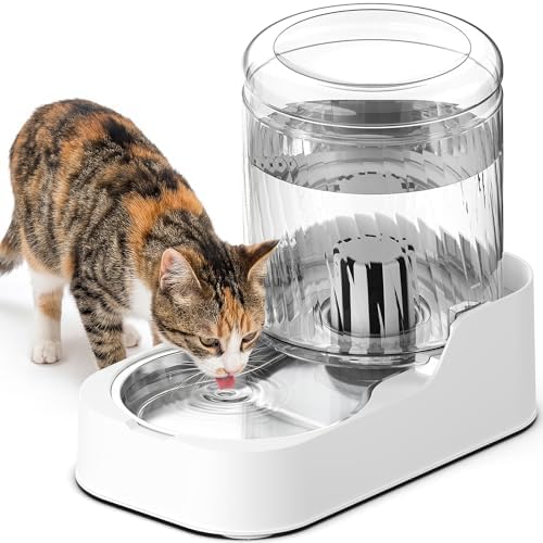 JUNSPOW Automatic Cat Water Dispenser with Stainless Steel Bowl