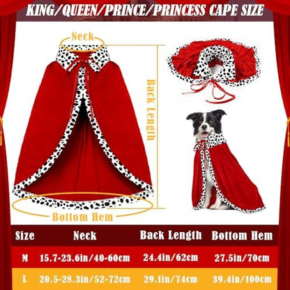 Halloween Dog King Costume Royal Cape with Crown for Medium Large Dogs - Image 3