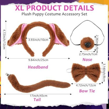 Halloween Dog Costume Set 7 Pcs, Pink Puppy Theme Cosplay for Women - Image 3