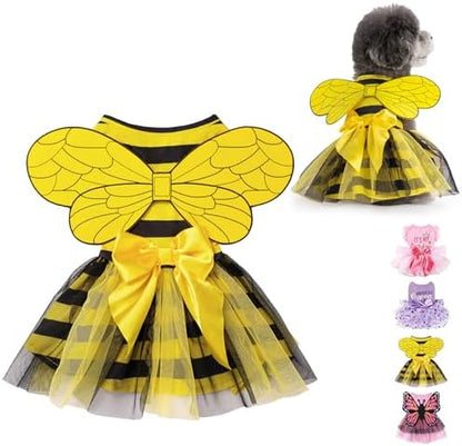 KOOLTAIL Halloween Dog Dress with Bow, Bee Costume for Small Medium Dogs by KOOLTAIL