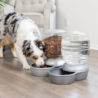 Petmate Replendish Pearl White 10 lb Dog Cat Feeder,Grey, Made in USA