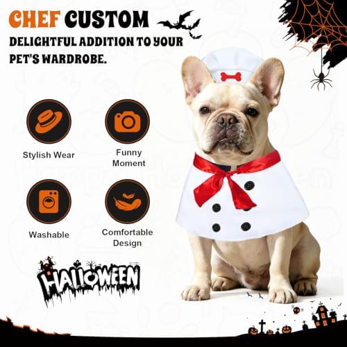 Halloween Big Dog Chef Costume, Funny Dog Chef Costume with Hat & Scarf, Adjustable Pet Cooking Costume for Large Dogs, Halloween Party, Cosplay, Costume Party & Photo Props - Image 3