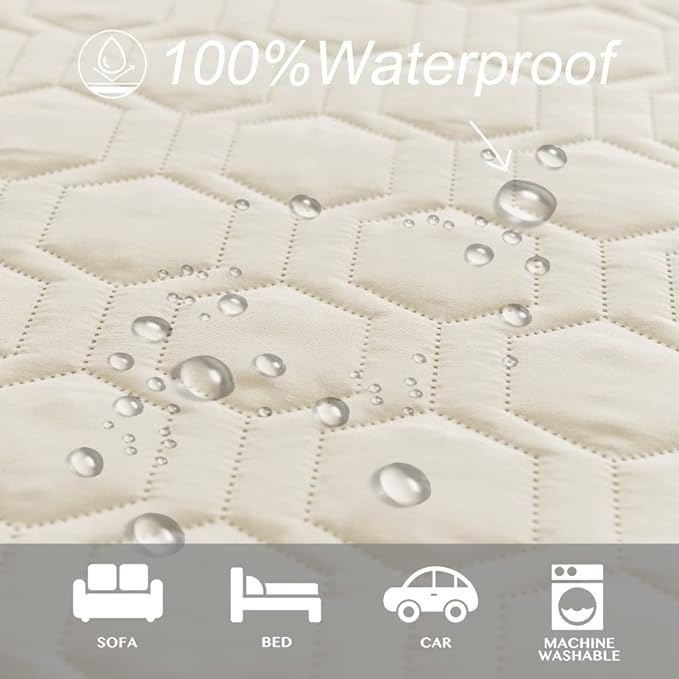 Waterproof and Anti-Slip Dog Bed Cover and Pet Blanket Sofa Pet Bed Mat ，car Incontinence Mattress Protectors Furniture Couch Cover for Most Cats Dogs, Pets （82x82- Ivory）