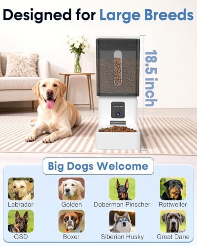 12L Automatic Dog Feeder with Camera for Large Dogs, WiFi App Control, 2-Way Audio