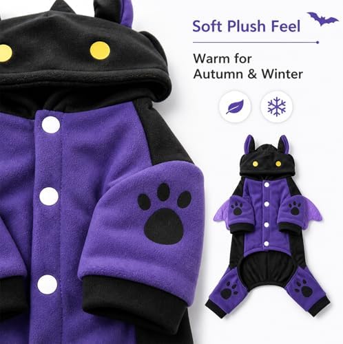Small Dog Halloween Costume, Bat Hoodie with 3D Wings for Cats and Puppies - Image 6